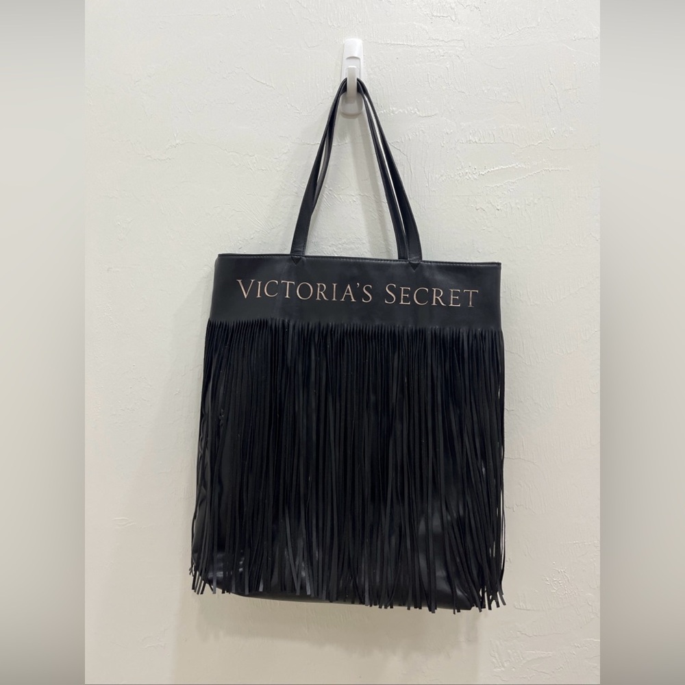 Victoria's Secret Black Fringe Tote‎ Bag